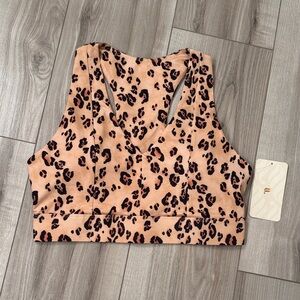 Fabletics Leopard Print On The Go Sports Bra - Large